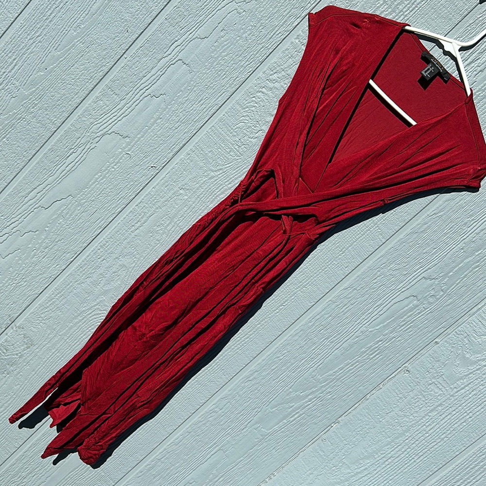 I’m cleaning my closet. Long red dress.